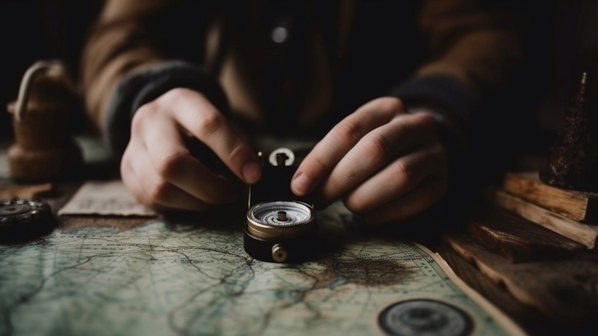Caucasian male hand holding wood crafting equipment generated by artificial intelligence