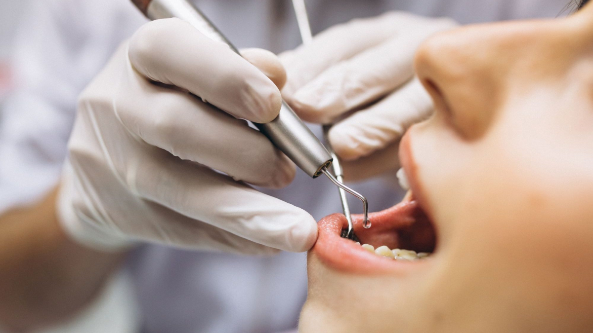 Woman patient at dentist
