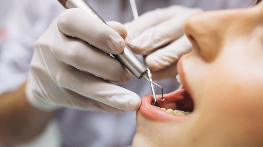 Woman patient at dentist